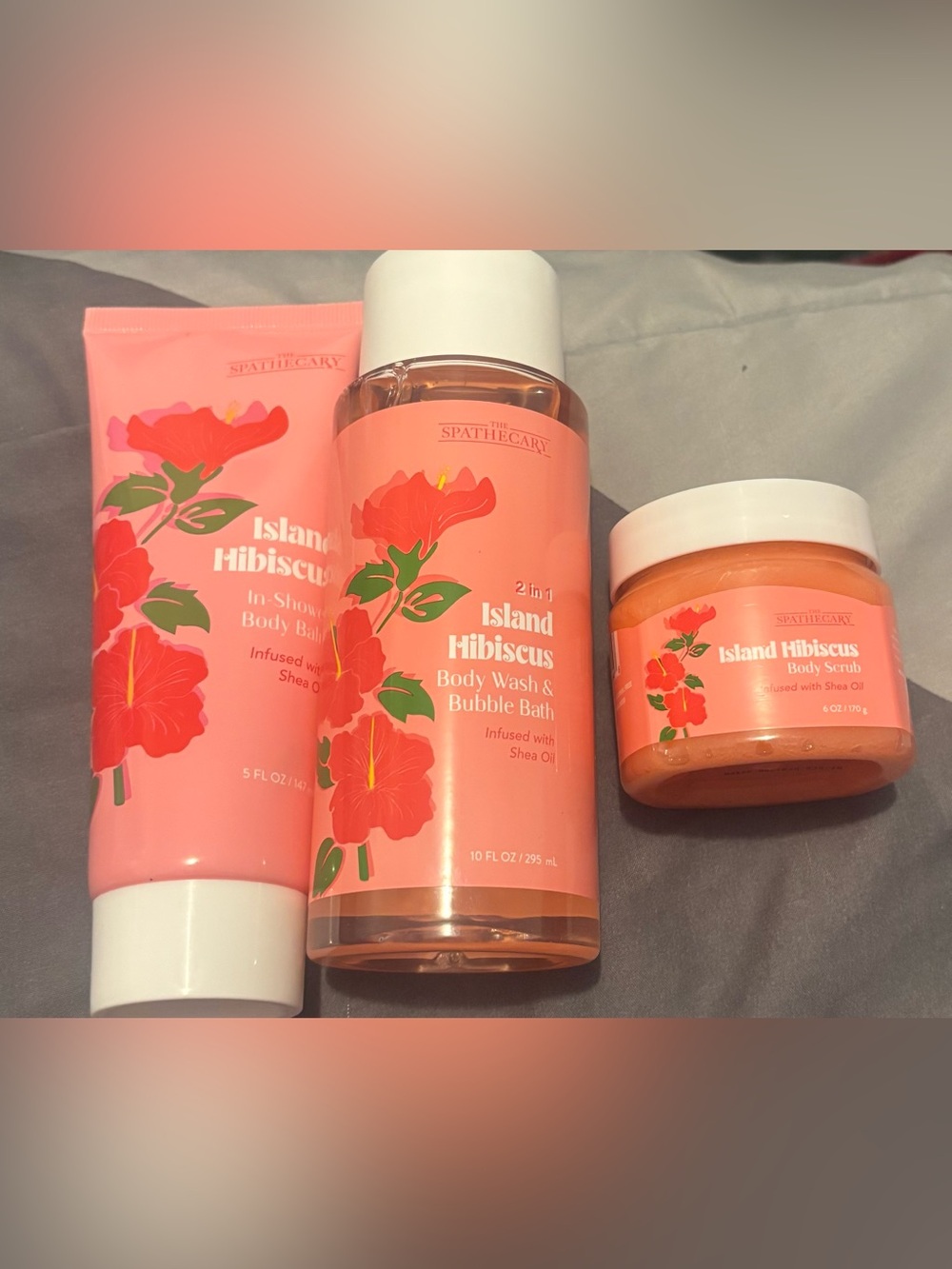 Island Hibiscus Body Wash, Body Butter & Scrub Set - Pink